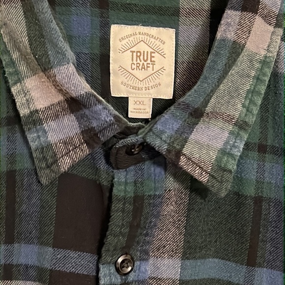 True Craft Mens Long Sleeve 2 Pocket Button Down 100% Cotton XXL - Picture 3 of 6